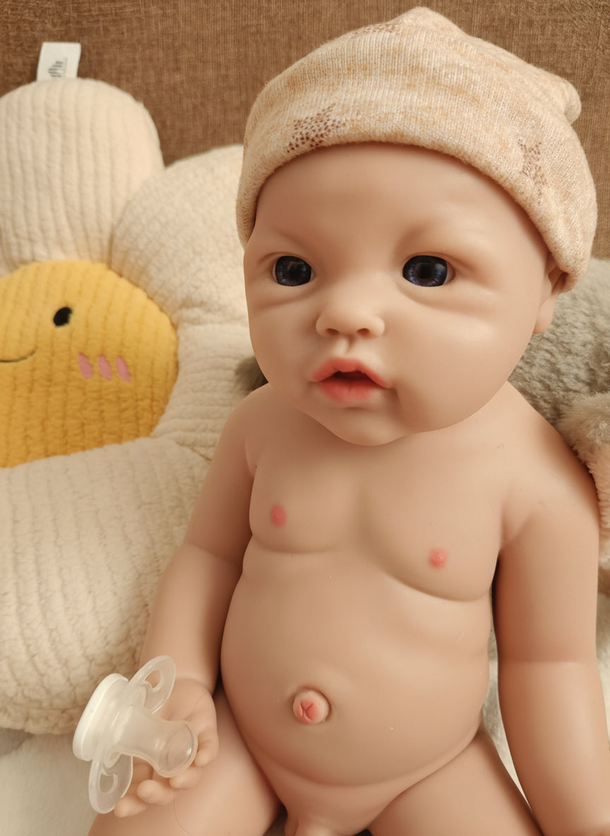 Bebe Reborn Silicona Platino Blanda de Cuerpo Completo Modelo Víctor 43CM