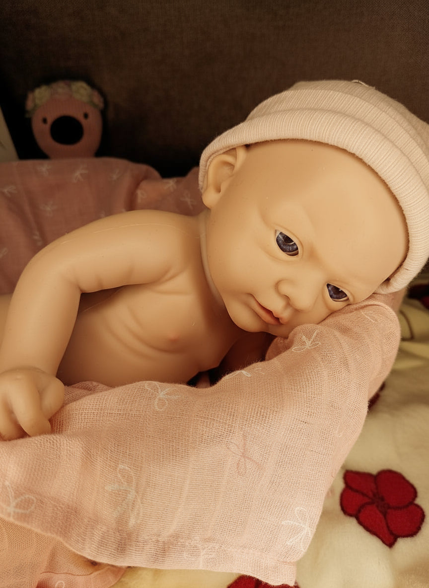 Bebe Reborn Silicona Platino Blanda de Cuerpo Completo Modelo Luna 37CM