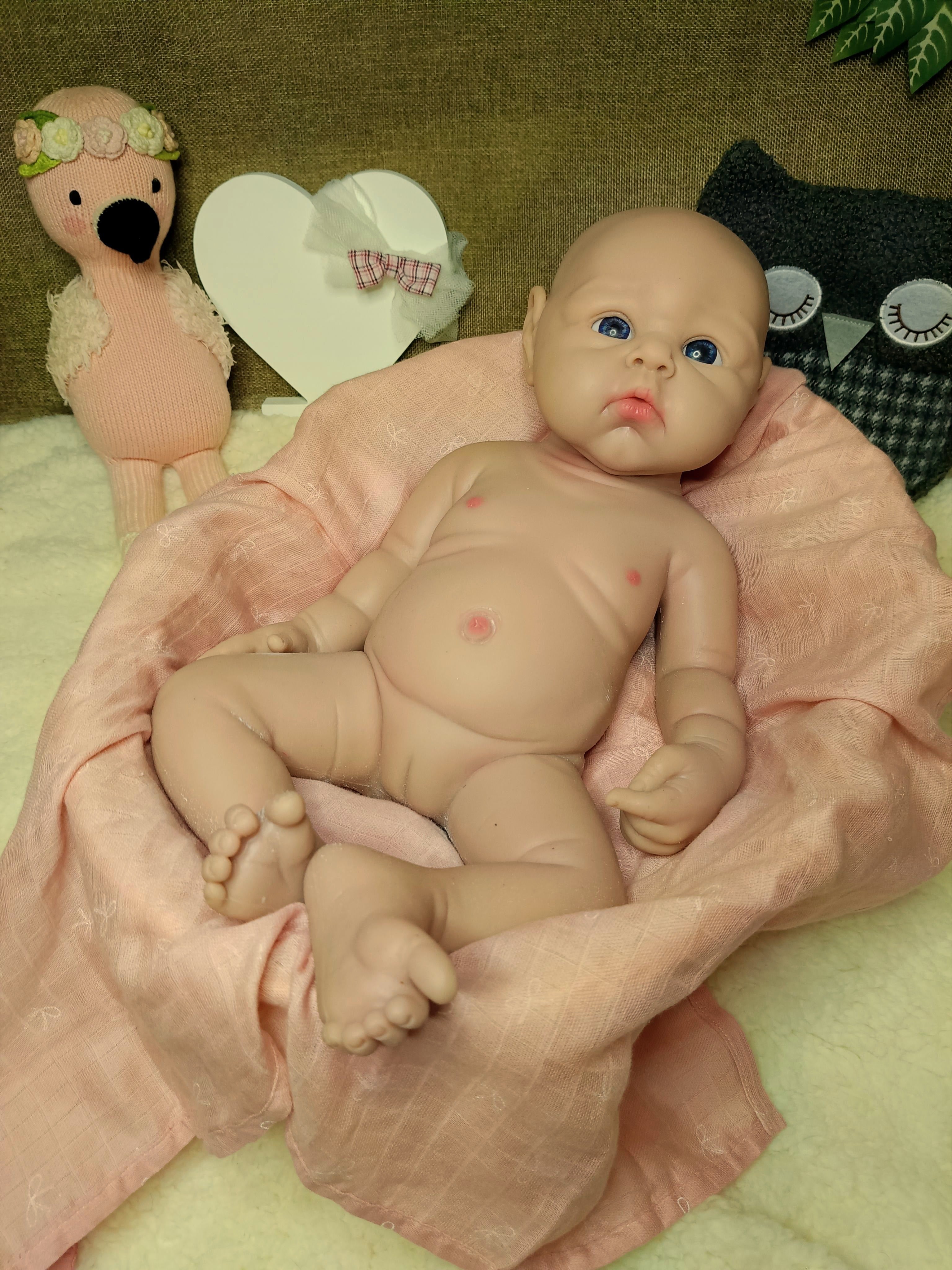 Bebe Reborn Silicona Platino Blanda de Cuerpo Completo Modelo Lena 47 CM