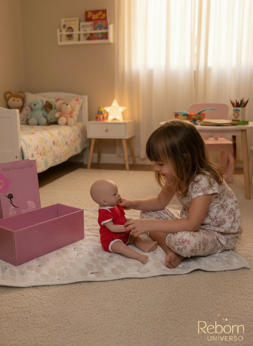 muñeco reborn de silicona con traje rojo