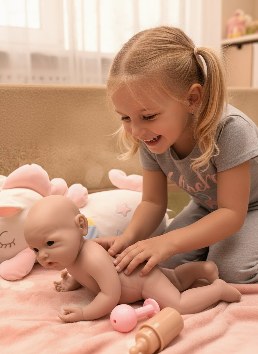 NIÑA JUGANDO CON MUÑECO