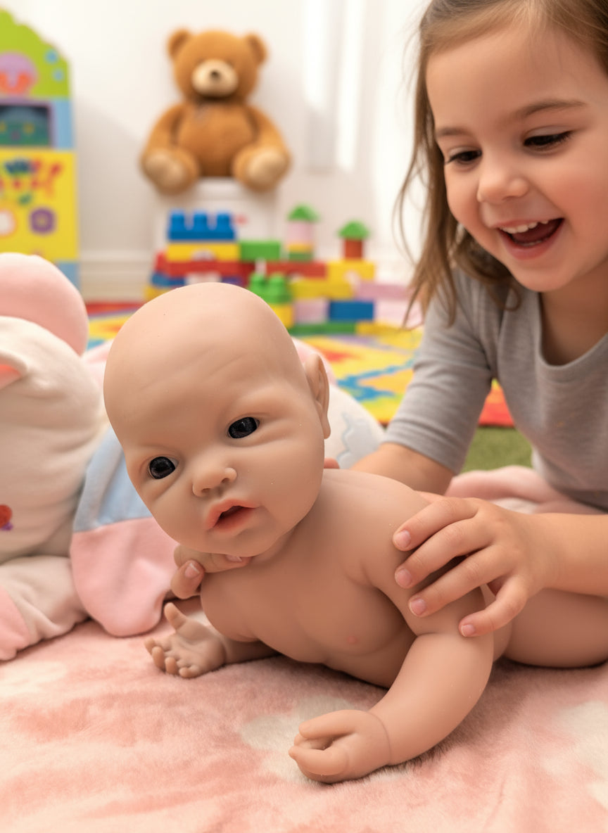 Bebe Reborn Silicona Platino Blanda de Cuerpo Completo Modelo Víctor 43CM