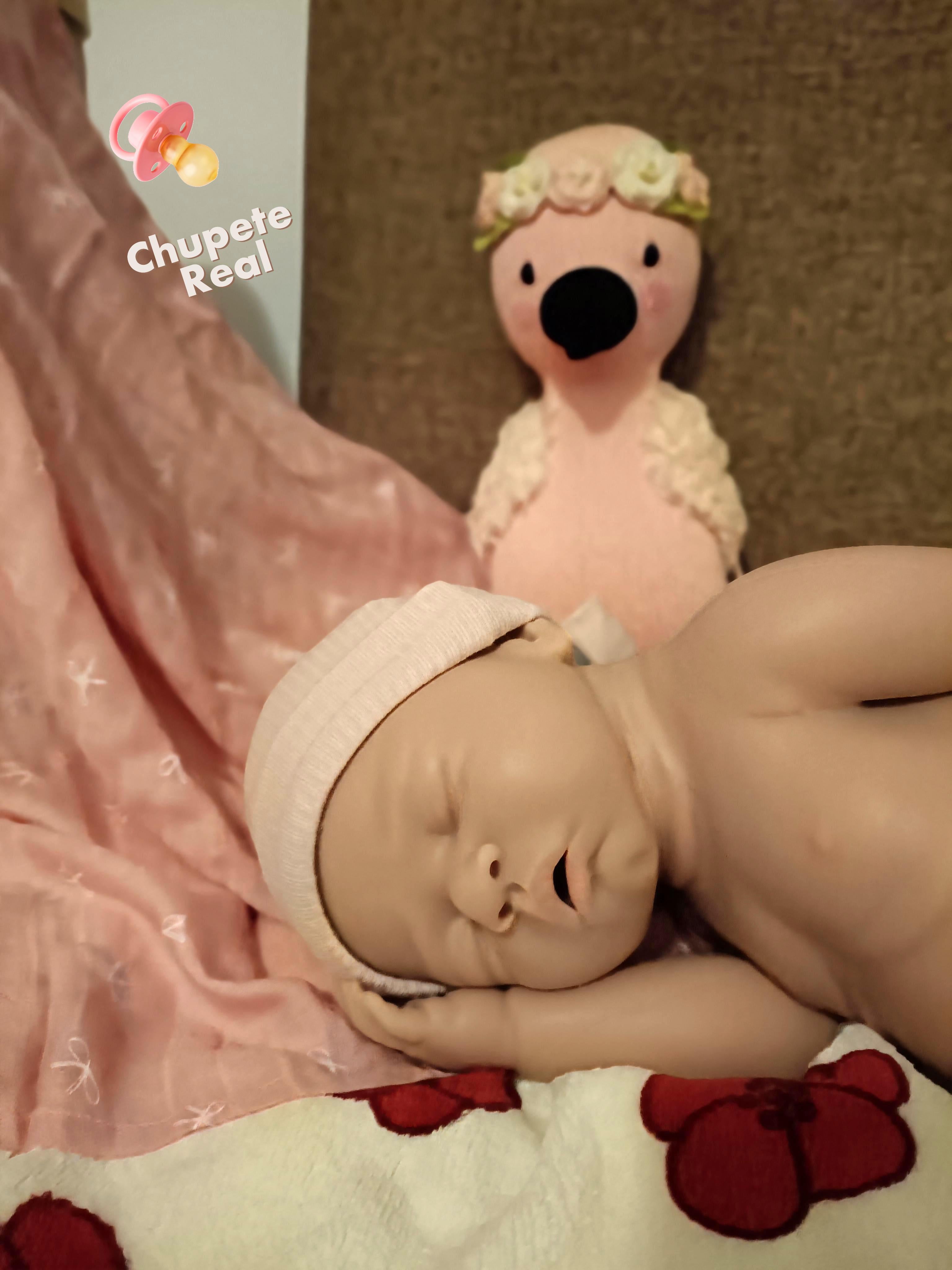 Bebe Reborn Silicona Platino Blanda de Cuerpo Completo Modelo Ojos Cerrados 45 CM